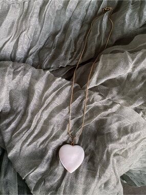 Gold Chain Necklace with White Heart Pendant